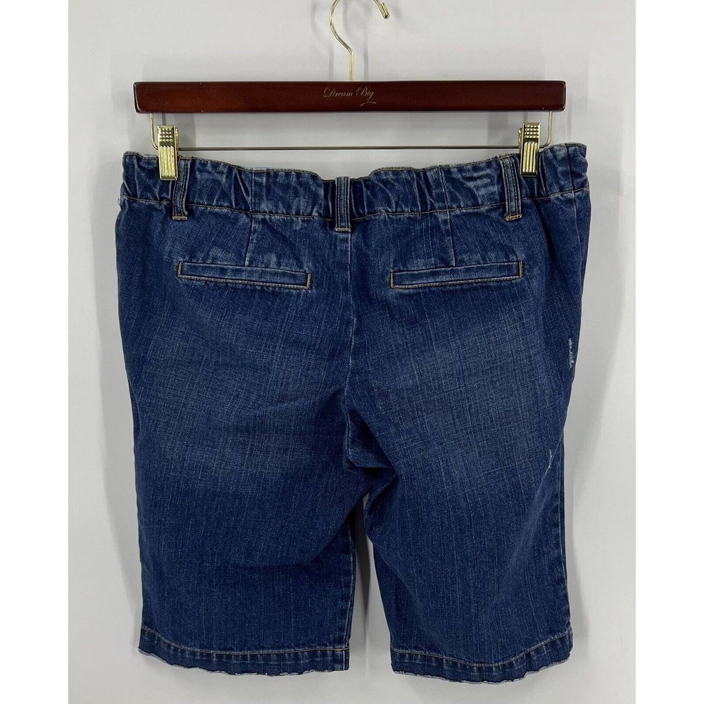 Old Navy Maternity Bermuda Jean Shorts Size 8 Blue Denim Drawstring Waist Womens - Picture 3 of 4